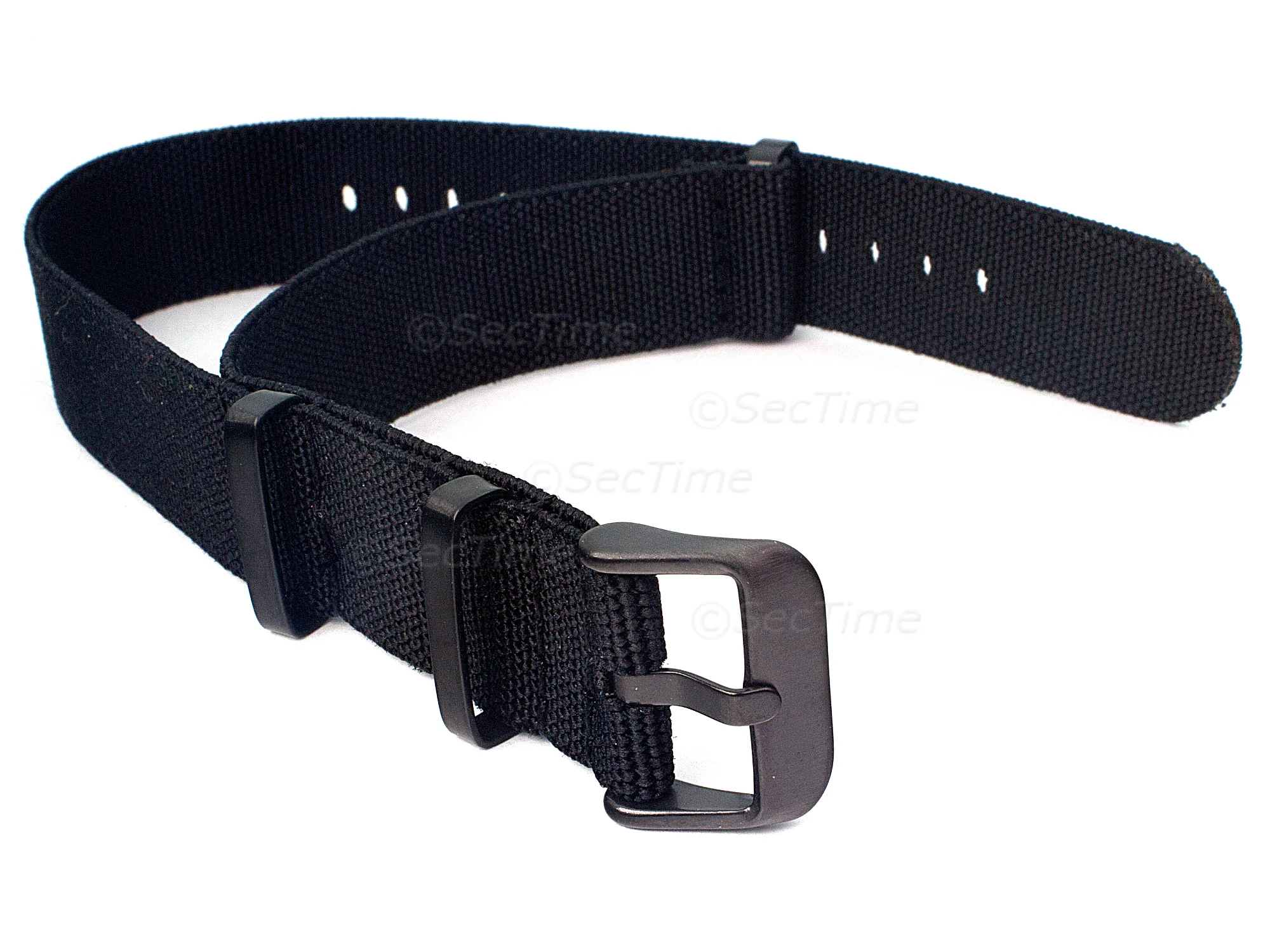 (image for) 18mm Black Elastic Nylon/Rubber Nato Watch Strap PVD Military Divers (1)