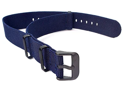 (image for) 18mm Navy Blue Elastic Nylon/Rubber Nato Watch Strap PVD Military Divers (1)