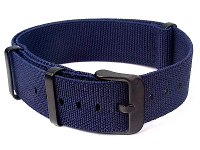 (image for) 18mm Navy Blue Elastic Nylon/Rubber Nato Watch Strap PVD Military Divers (2)