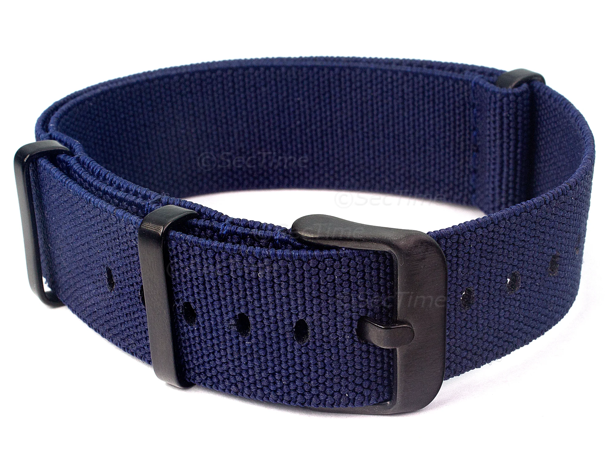(image for) 18mm Navy Blue Elastic Nylon/Rubber Nato Watch Strap PVD Military Divers (2)