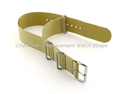(image for) NATO G10 Watch Strap Military Nylon Divers (3 rings) Light Green 22mm (1)