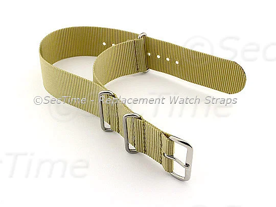 (image for) NATO G10 Watch Strap Military Nylon Divers (3 rings) Light Green 22mm (1)
