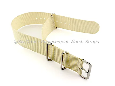 (image for) NATO G10 Watch Strap Military Nylon Divers (3 rings) Cream 22mm (1)