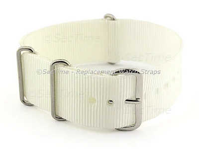 (image for) NATO G10 Watch Strap Military Nylon Divers (3 rings) White 24mm