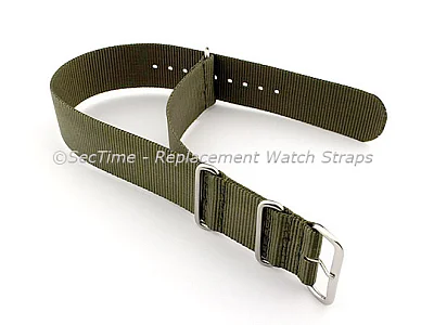 (image for) NATO G10 Watch Strap Military Nylon Divers (3 rings) Olive Green 22mm (1)