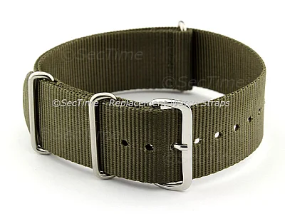 (image for) NATO G10 Watch Strap Military Nylon Divers (3 rings) Olive Green 22mm 