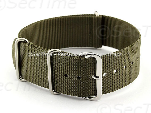 (image for) NATO G10 Watch Strap Military Nylon Divers (3 rings) Olive Green 22mm 
