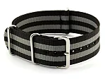 (image for) NATO G10 Watch Strap Bond-Style Military Nylon Divers Black/Grey 22mm