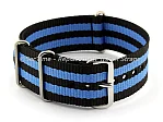 (image for) NATO G10 Watch Strap Military Nylon Divers (3 rings) Black/Blue 22mm 