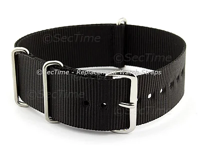 (image for) NATO G10 Watch Strap Military Nylon Divers (3 rings) Black 20mm