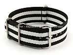 (image for) NATO G10 Watch Strap Military Nylon Divers (3 rings) Black/White 22mm