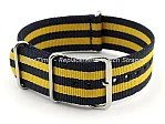(image for) NATO G10 Watch Strap Military Nylon Divers (3 rings) Blue/Yellow 22mm 