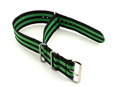 (image for) Nato Watch Strap G10 Military Nylon Divers Black/Green (5) 18mm (1)