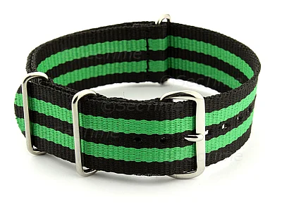 (image for) Nato Watch Strap G10 Military Nylon Divers Black/Green (5) 22mm