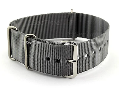 (image for) NATO G10 Watch Strap Military Nylon Divers (3 rings) Ash Grey 20mm 