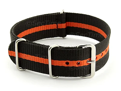 (image for) Nato Watch Strap G10 Military Nylon Divers Black/Orange (3) 18mm