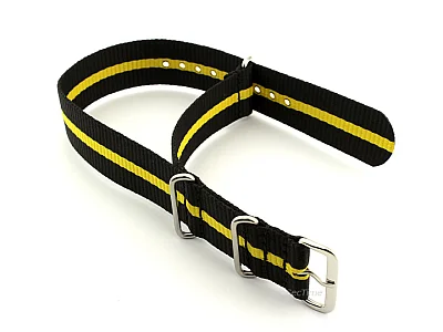 (image for) Nato Watch Strap G10 Military Nylon Divers Black/Yellow (3) 22mm (1)