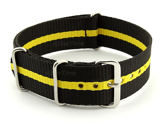 (image for) Nato Watch Strap G10 Military Nylon Divers Black/Yellow (3) 22mm