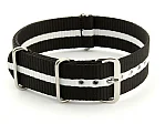 (image for) Nato Watch Strap G10 Military Nylon Divers Black/White (3) 22mm