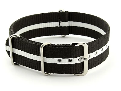 (image for) Nato Watch Strap G10 Military Nylon Divers Black/White (3) 22mm