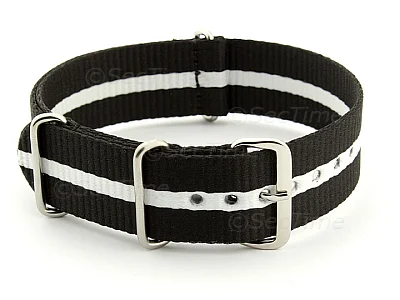 (image for) Nato Watch Strap G10 Military Nylon Divers Black/White (3) 20mm