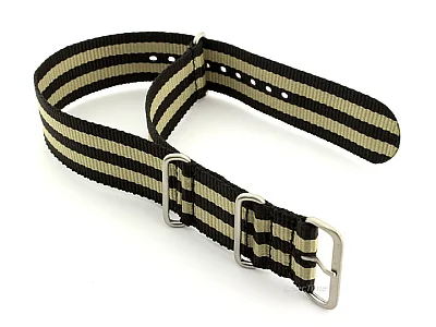 (image for) Nato Watch Strap G10 Military Nylon Divers Black/Beige (5B) 22mm (1)