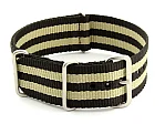 (image for) Nato Watch Strap G10 Military Nylon Divers Black/Beige (5B) 22mm