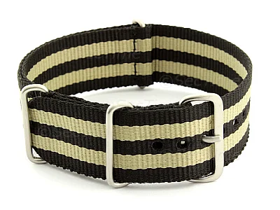 (image for) Nato Watch Strap G10 Military Nylon Divers Black/Beige (5B) 18mm