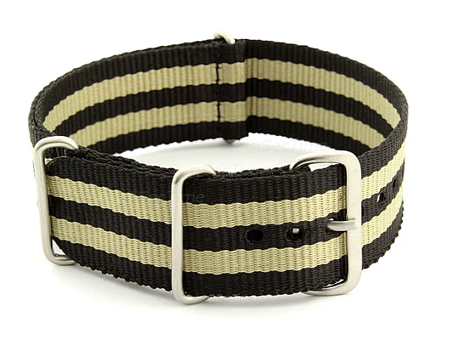 (image for) Nato Watch Strap G10 Military Nylon Divers Black/Beige (5B) 22mm