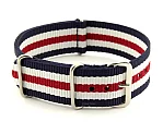 (image for) NATO G10 Watch Strap Military Nylon Divers 3 rings N.Blue/White/Red (5) 22mm