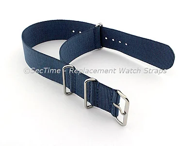 (image for) NATO G10 Nylon Watch Strap Military Divers (3 rings) Navy Blue 22mm (1)