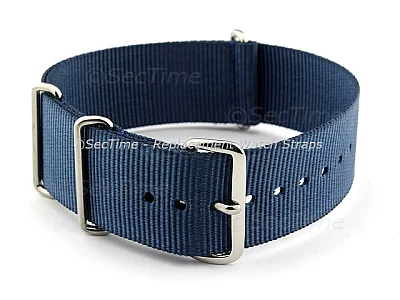 (image for) NATO G10 Watch Strap Military Nylon Divers (3 rings) Navy Blue 16mm 