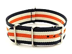 (image for) NATO G10 Watch Strap Military Nylon Divers 3 rings N.Blue/White/Orange (5) 24mm