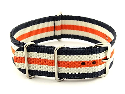 (image for) NATO G10 Watch Strap Military Nylon Divers 3 rings N.Blue/White/Orange (5) 24mm