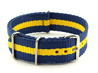 (image for) NATO G10 Watch Strap Military Nylon Divers 3 rings Blue/Yellow (3) 24mm