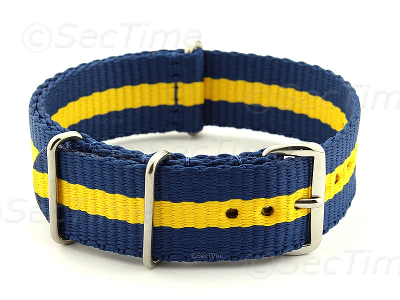 (image for) NATO G10 Watch Strap Military Nylon Divers 3 rings Blue/Yellow (3) 22mm