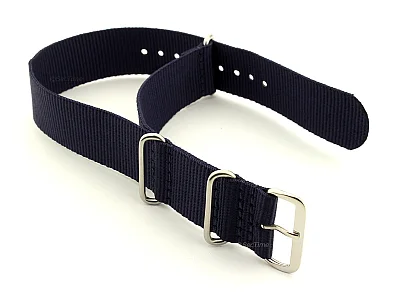 (image for) NATO G10 Watch Strap Military Nylon Divers 3 rings Night Navy Blue 22mm (1)