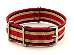 (image for) NATO G10 Watch Strap Military Nylon Divers 3 rings Cardinal/Black/Beige (7) 22mm