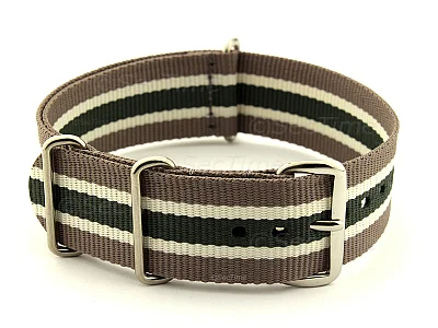 (image for) NATO G10 Watch Strap Military Nylon Divers 3 rings Hazel/Cream/Green (5) 22mm