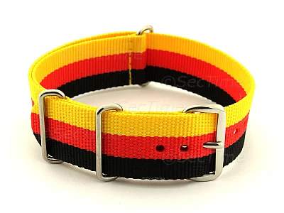 (image for) NATO G10 Watch Strap Military Nylon Divers 3 rings Black/Red/Gold (Germany) 20mm