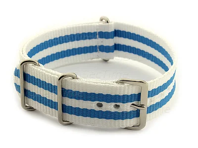 (image for) Nato Watch Strap G10 Military Nylon Divers White/Blue (5) 24mm