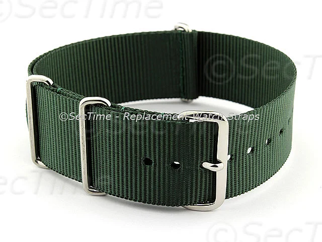 (image for) NATO G10 Watch Strap Military Nylon Divers (3 rings) Green 22mm 