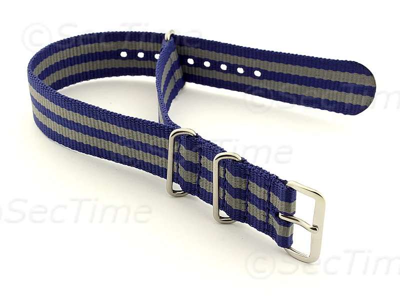 (image for) Nato Watch Strap G10 Military Nylon Divers Navy Blue/Grey (5) 24mm (1)