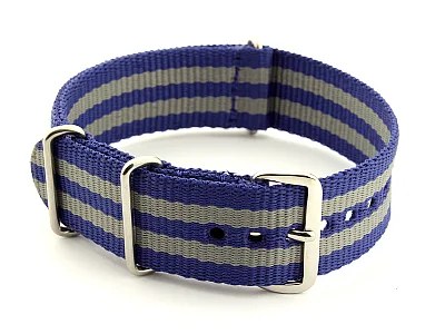 (image for) Nato Watch Strap G10 Military Nylon Divers Navy Blue/Grey (5) 22mm