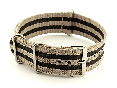 (image for) Nato Watch Strap G10 Military Nylon Divers Beige/Black (5) 24mm