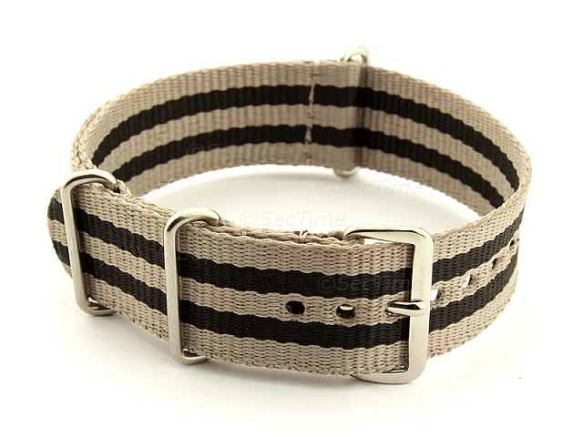 (image for) Nato Watch Strap G10 Military Nylon Divers Beige/Black (5) 22mm