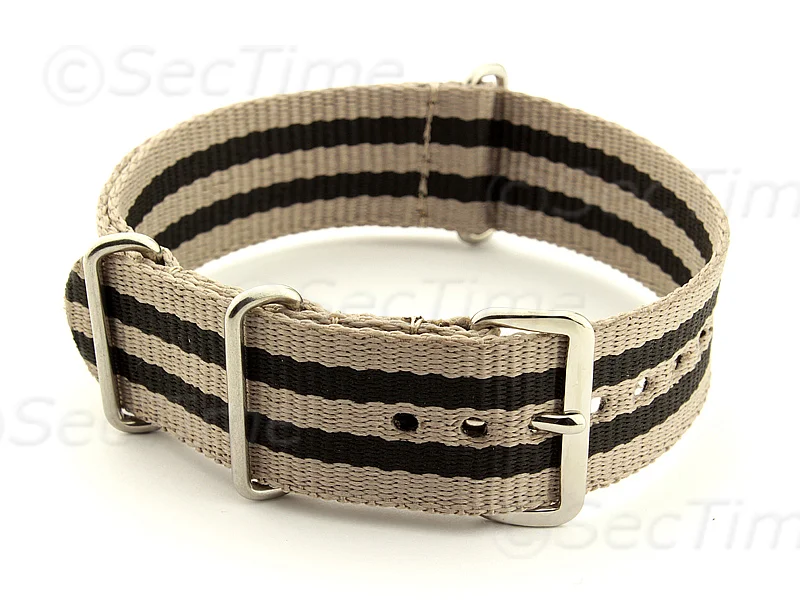 (image for) Nato Watch Strap G10 Military Nylon Divers Beige/Black (5) 22mm