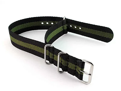 (image for) Nato Watch Strap G10 Military Nylon Divers Black/Green (3) 22mm (1)