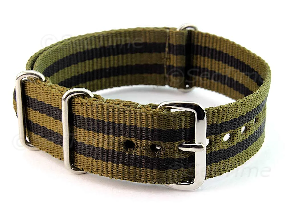 (image for) Nato Watch Strap G10 Military Nylon Divers Olive Green/Black (5) 22mm