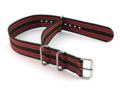 (image for) Nato Watch Strap G10 Military Nylon Divers Green/Beige/Maroon (9) 22mm (1)